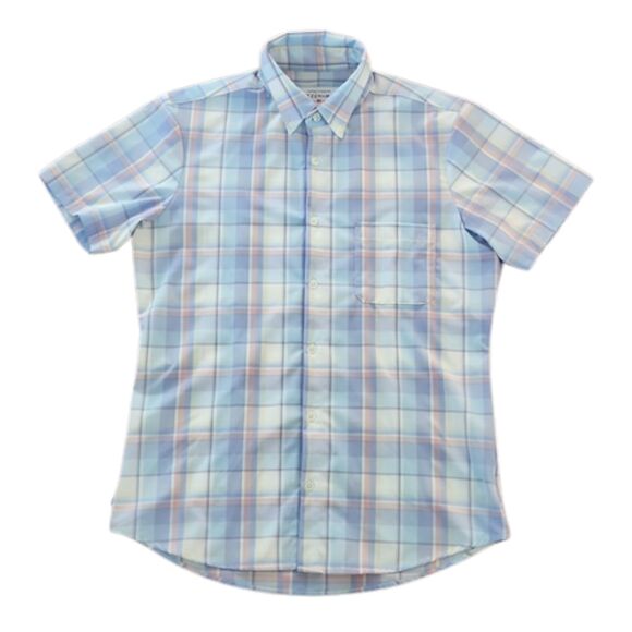 MIZZEN + MAIN Men's Plaid Trim Fit Short Sleeve Button Down Shirt, Size M - Picture 1 of 8